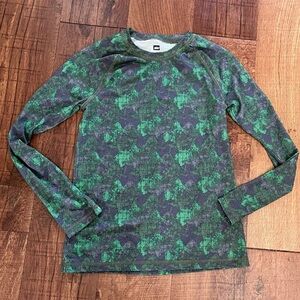 REI long sleeve shirt unisex boy girl green gray Sz medium 10/12